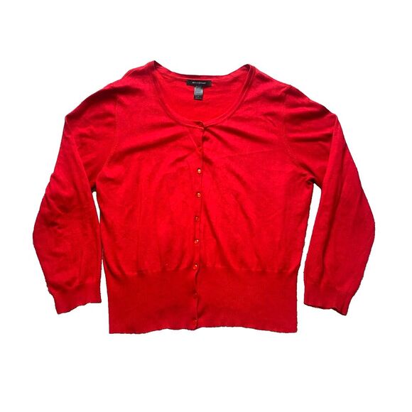 Ashley Stewart Sweater Womens 26‎ (4X) Red Button Front Cardigan Rayon Nylon - Picture 1 of 7
